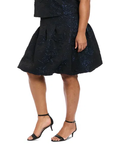 Muse Plus Size Floral Jacquard Bubble Skirt In Black