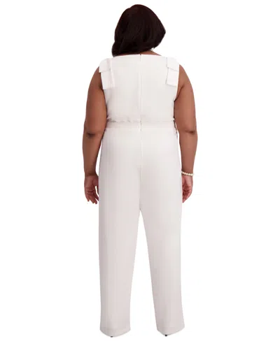 Kasper V-neck Bow-strap Jumpsuit, Regular & Plus Sizes In White