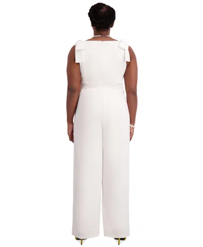 Kasper V-neck Bow-strap Jumpsuit, Regular & Plus Sizes In White