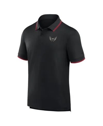 Fanatics Men's Black Washington Capitals Front Office Move Mono Polo Shirt In Black