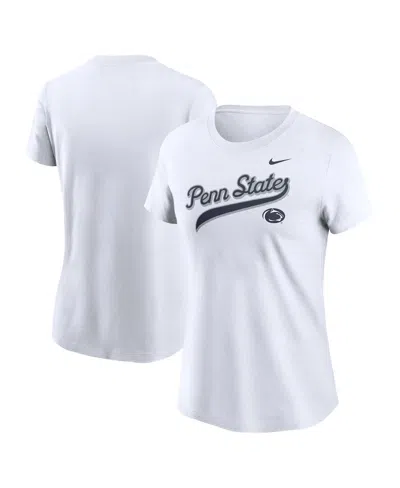 Nike Penn State Athletic Prep Arch Local Script  Women's College T-shirt In White
