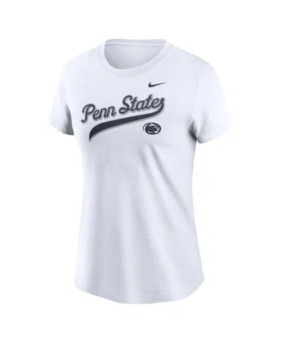 Nike Penn State Athletic Prep Arch Local Script  Women's College T-shirt In White