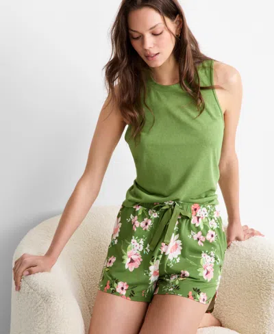 State Of Day Women's Floral Knit Drawstring Shorts Xs-3x, Exclusively At Macy's