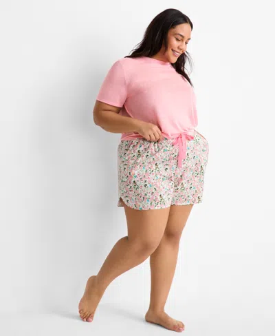 State Of Day Women's Floral Knit Drawstring Shorts Xs-3x, Exclusively At Macy's