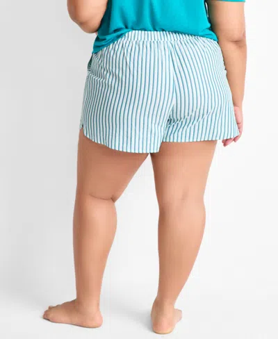 State Of Day Plus Size Shadow Stripe Seersucker Drawstring Shorts, Exclusively For Macy's