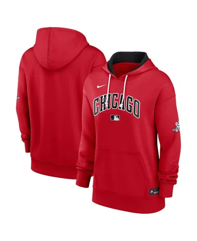 Nike Women's Chicago White Sox Authentic Collection City Connect  Therma Mlb Pullover Hoodie In Red