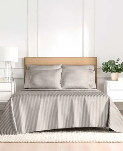 Fairfield Square Collection Brookline 1400 Thread Count Light Grey 6 Pc. Sheet Set, Queen, Exclusively At Macy's