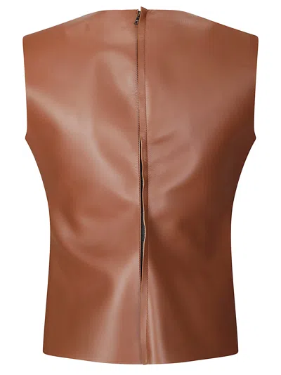 Jw Anderson Leather Tank Top Seam Detailing In Brown