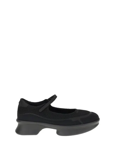 Prada Wavy Mesh Platform Ballerina Shoes In Black