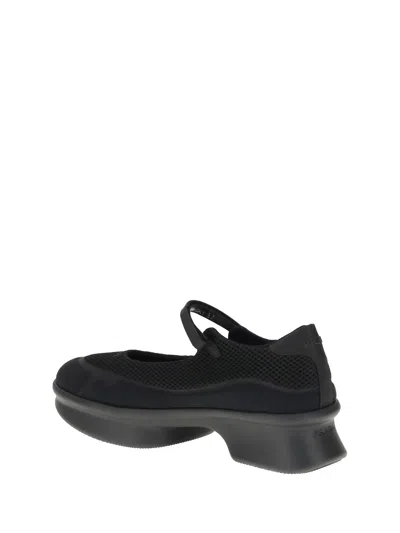 Prada Wavy Mesh Platform Ballerina Shoes In Black