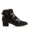 JIMMY CHOO HEAT 45 Black Suede and Softened Leather Ankle Boots