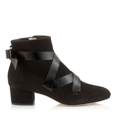 Shop Jimmy Choo Heat 45 Black Suede And Softened Leather Ankle Boots In Black/black