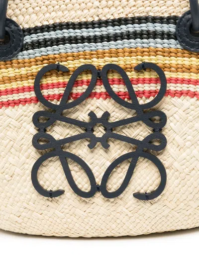 Loewe Small Anagram Striped Basket Tote Bag In Raffia In Naturalmulticolor