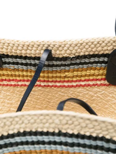 Loewe Small Anagram Striped Basket Tote Bag In Raffia In Naturalmulticolor