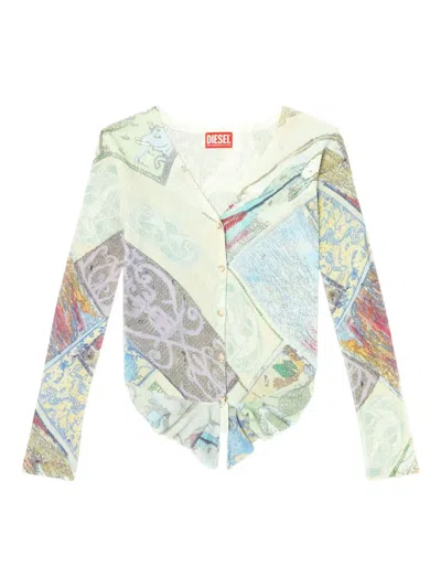 Diesel Cropped Cardigan With Medieval Print