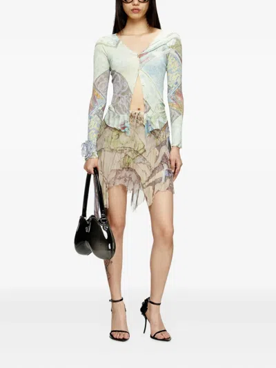 Diesel Cropped Cardigan With Medieval Print