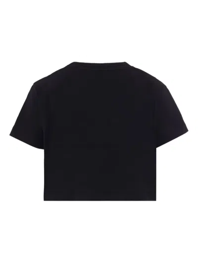 Balmain Black Crop T-shirt For Girl With Logo