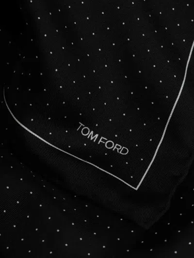 Tom Ford Silk Polka Dot Pocket Square In Black