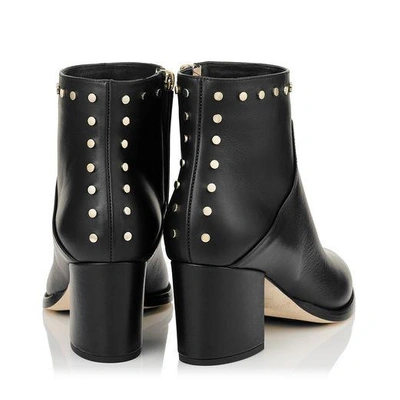 Shop Jimmy Choo Melvin 65 Black Smooth Leather Ankle Boots With Studs Trim
