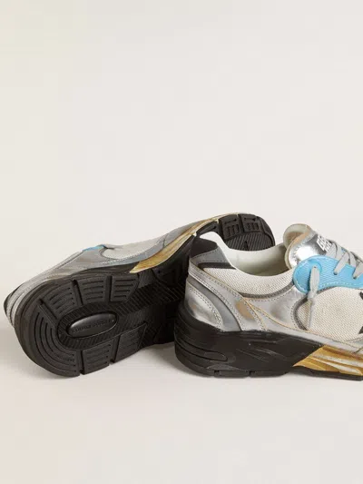 Golden Goose Dad-star Sneakers In Mesh And Laminated Leather Color Grey And Blackrunning
