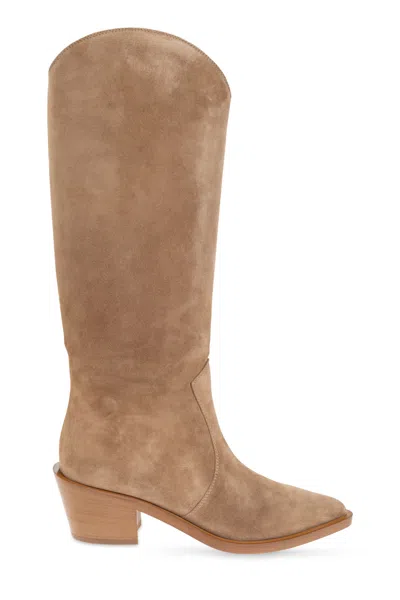 Gianvito Rossi Waylon 45 Suede Knee-high Boots In Brown