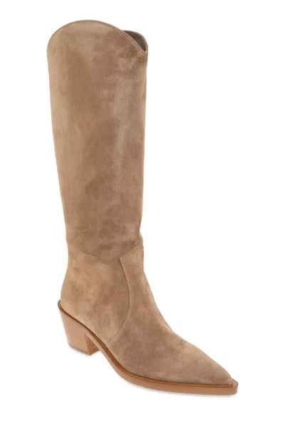 Gianvito Rossi Waylon 45 Suede Knee-high Boots In Brown