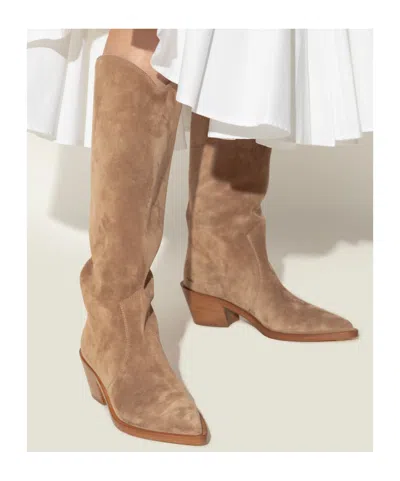 Gianvito Rossi Waylon 45 Suede Knee-high Boots In Brown