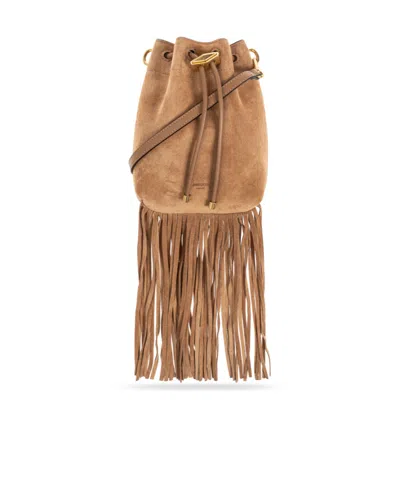 Jimmy Choo Mini Cinch Suede Bucket Bag With Fringe Tassels