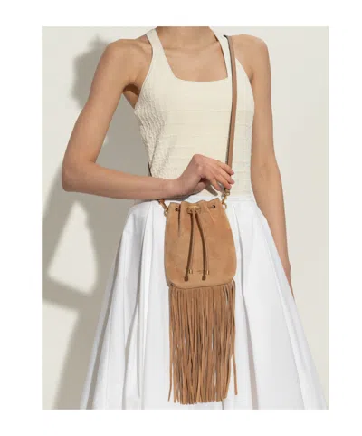 Jimmy Choo Mini Cinch Suede Bucket Bag With Fringe Tassels