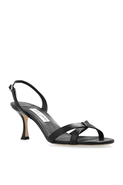 Jimmy Choo Elsy 70 Leather Heeled Sandals In Schwarz