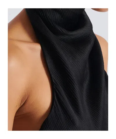 Balmain Halterneck Sleeveless Backless Draped Neckline Fitted Silhouette In Black