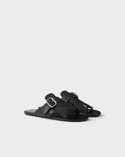 Prada Shuffle Leather Thong Sandals