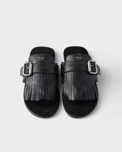 Prada Shuffle Leather Thong Sandals