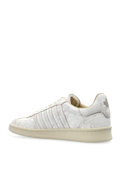 Dsquared2 White Leather Boxer Sneakers In White