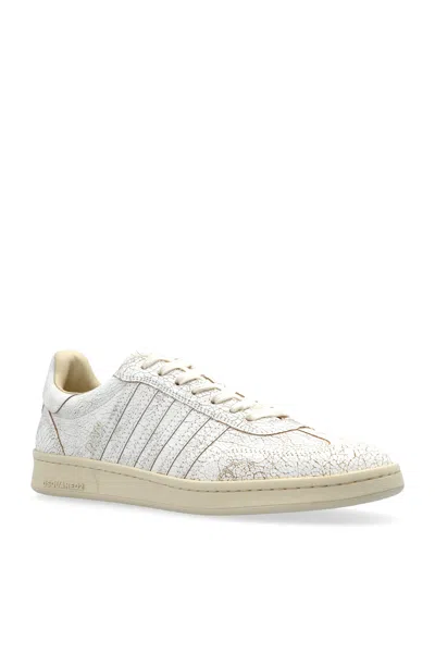 Dsquared2 White Leather Boxer Sneakers In White