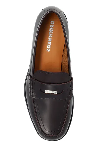 Dsquared2 Round Toe Loafers In Brown