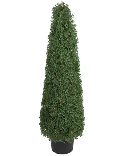Northlight 4ft Pre-lit Artificial Boxwood Cone Topiary Tree With Round Pot