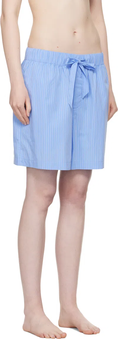 Tekla Blue Poplin Pyjama Shorts In Blue