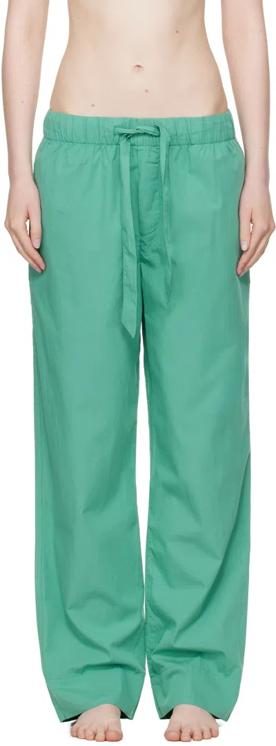 Tekla Green Poplin Pyjama Pants In Green