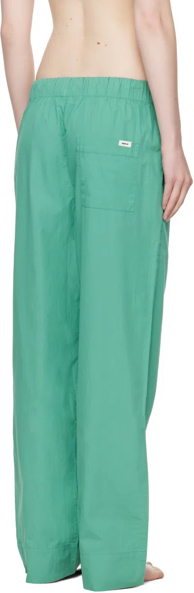 Tekla Green Poplin Pyjama Pants In Green