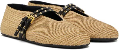 Alaïa Alaia Flat Ballerinas Natural Colour In Paper Straw Women In White