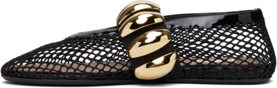 Alaïa Black Fishnet Jewel Ballerina Flats In Black