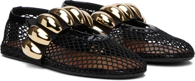 Alaïa Black Fishnet Jewel Ballerina Flats In Black