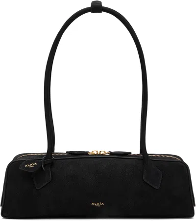 Alaïa Le Teckel Medium Nubuck Shoulder Bag In Black