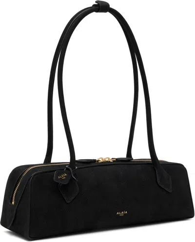 Alaïa Le Teckel Medium Nubuck Shoulder Bag In Black