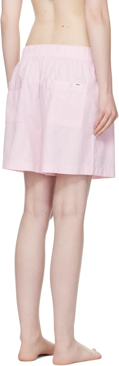 Tekla Pink Poplin Pyjama Shorts