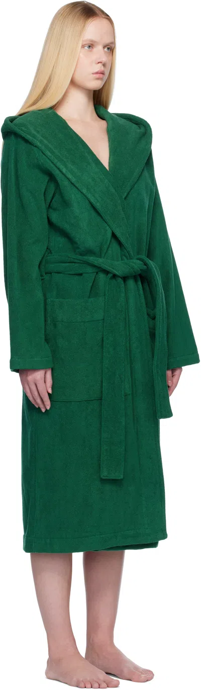 Tekla Green Terry Hooded Bathrobe