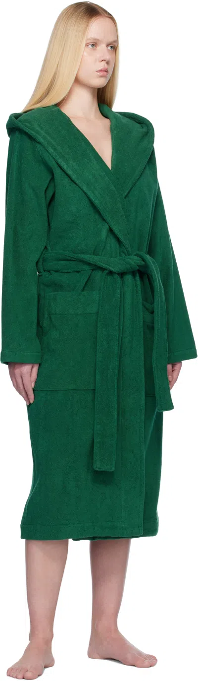 Tekla Green Terry Hooded Bathrobe