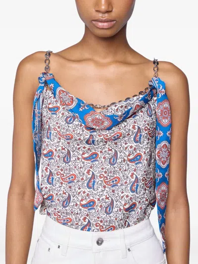 Rabanne Paisley-print Satin Top In Bandana Cream