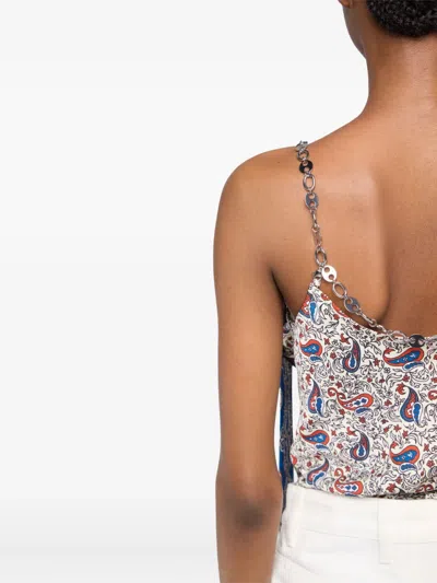 Rabanne Paisley-print Satin Top In Bandana Cream